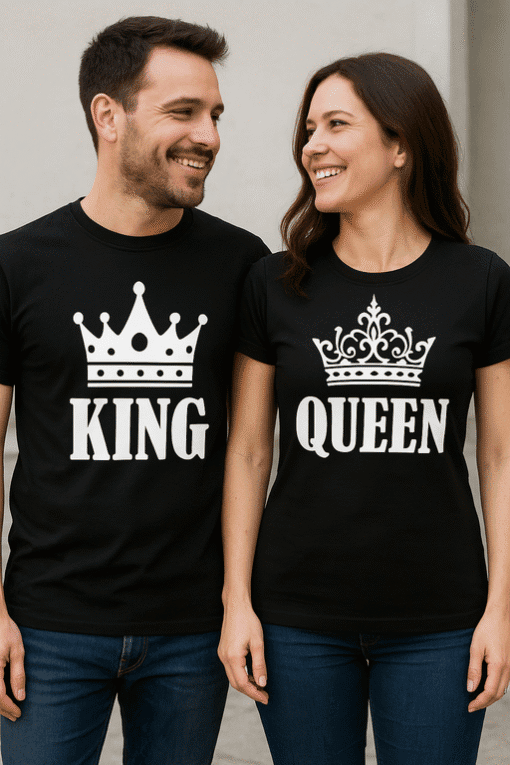 1. Muška i ženska majica s kraljevski dizajnom, idealno za parove i ljubitelje otmjenosti.