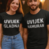 Uvijek gladna i mamurna unisex majice, savršen izbor za ležeran stil.