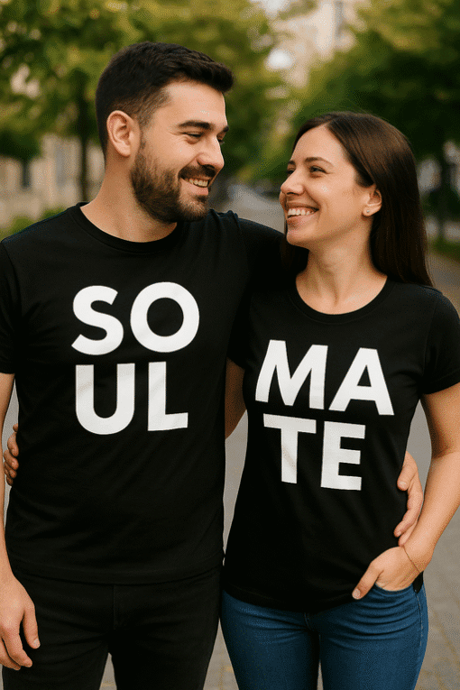 1. Majice s natpisima "SOU" i "MATE" za par, idealne za originalno poklonjenje.