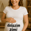 Odevni tekst 1: Majica s natpisom "dolazim zimi" za toplu zimsku odjeću.
