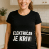 Električar majica s natpisom, zaštitni odjevni predmet za elektroindustriju.