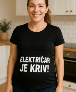 Električar majica s natpisom, zaštitni odjevni predmet za elektroindustriju.