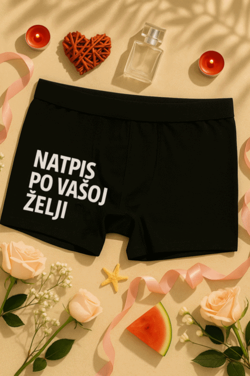 Oprema za osobni stil i udobnost, personalizirane muške boxerice s natpisom po želji.