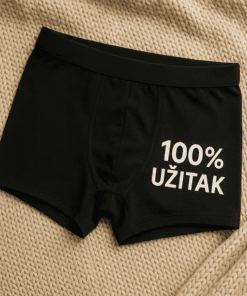 1. Muške boxerice s printom "100% UŽITAK", udobne i kvalitetne.