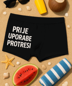 Plavi anti-stres boxerice s natpisom - savršen za opuštanje i stil.