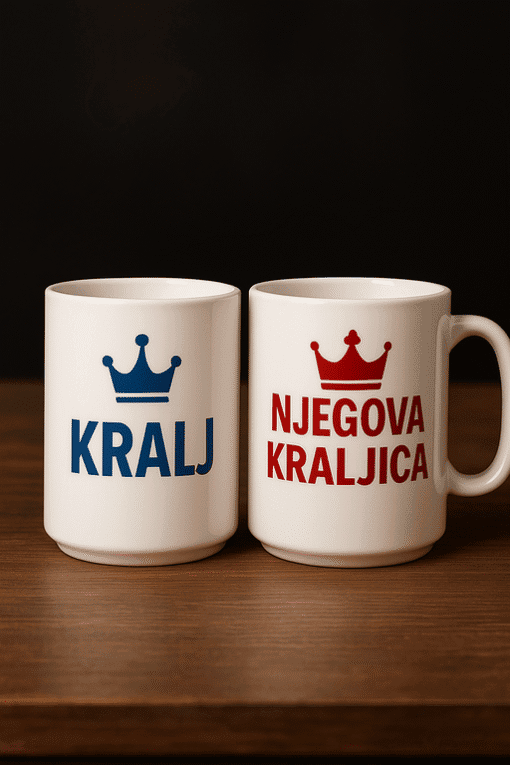 Kraljevski šalica za ljubav i humor, savršeni poklon za svaki dom.