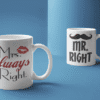 Mrs. Always Right i Mr. Right šalice s natpisima, idealan poklon za parove, personalizirane keramičke šalice za svaki dan.