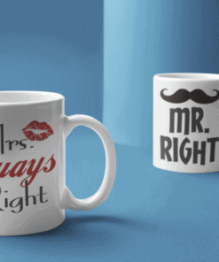 Mrs. Always Right i Mr. Right šalice s natpisima, idealan poklon za parove, personalizirane keramičke šalice za svaki dan.