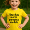Majica za djecu s porukom o inteligenciji i ljepoti, idealna za svakodnevnu obuću i modni izraz.