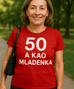 Majica s natpisom 50 a kao mladenka za slavljenicu