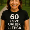 Smeđa ženska majica s motivacijskim natpisom za aktivan život i zdravu starost.