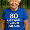 80, aktivna starija osoba, zdravlje i mladolikost, optimizam, fitness, motivacija.
