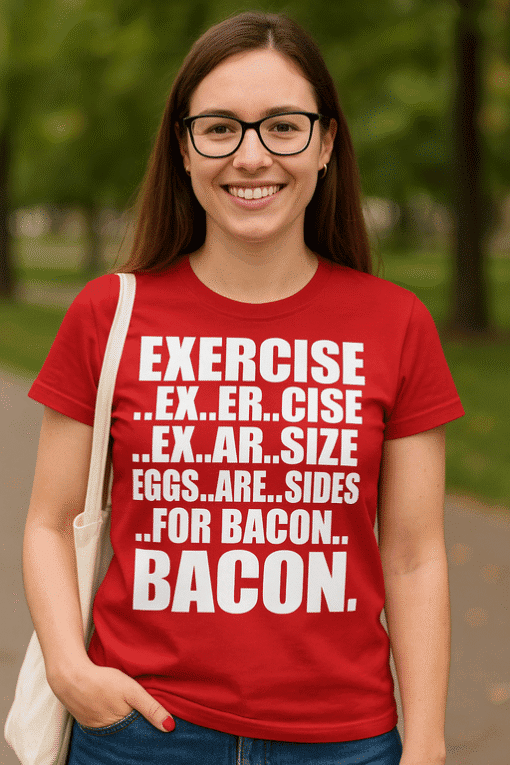 1. Zaradni majica s humornim natpisom za fitness i svakodnevnu obuću.