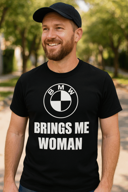 BMW majica s natpisom, ženstveni modni izgled, odlično za ljubitelje automobila i osobni stil, visokokvalitetne majice za svakodnevno nošenje.