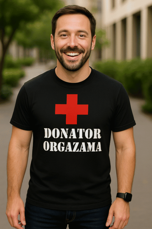 Donator krvi majica, optima logo, humanitarna pomoć, doniranje, Donator Orgazma majica, obiteljski događaj, top-majice.hr.