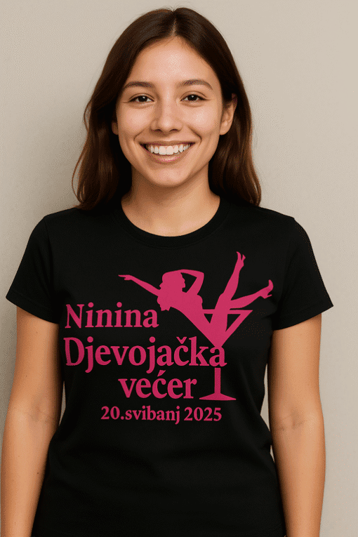 Nježno satenska majica s printom za događaj Ninina Djevojačka večer 2025.