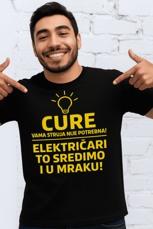 Ljubičaste majice s printom za električare, majice za strukovne djelatnosti.