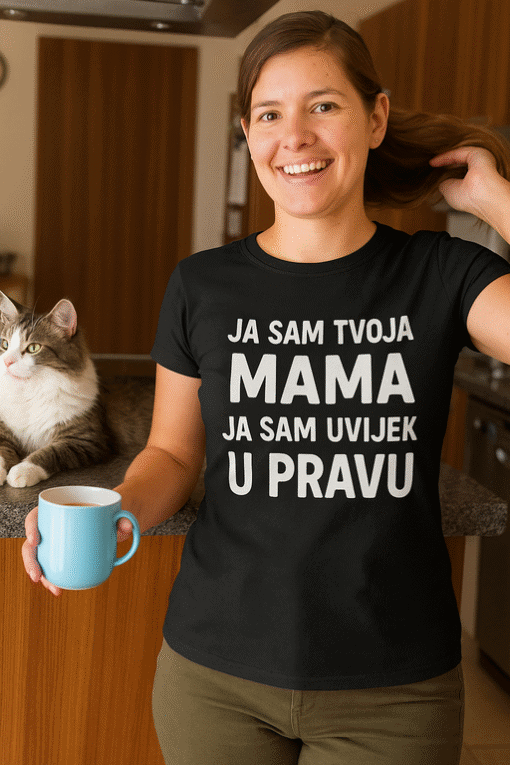 Ja sam tvoja mama, uvijek u pravu - personalizirane majice s izazovnim porukama za žene.