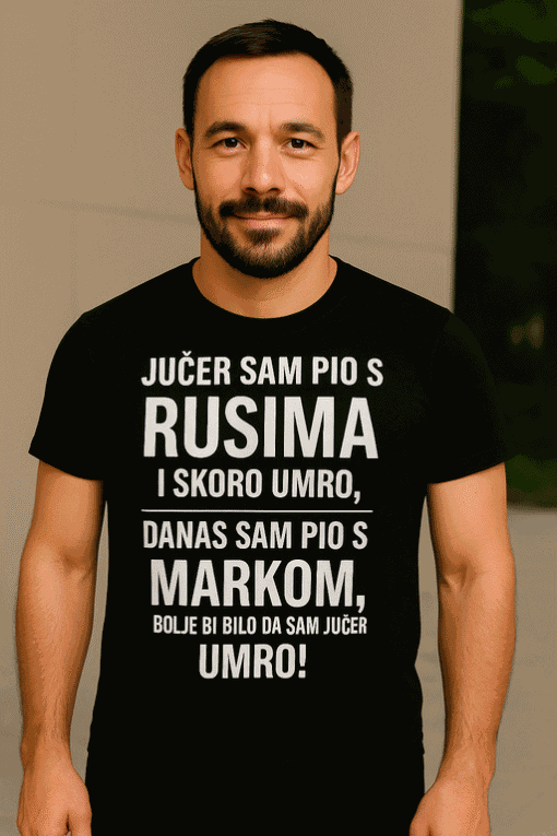 Majica s natpisom jučer sam pio!