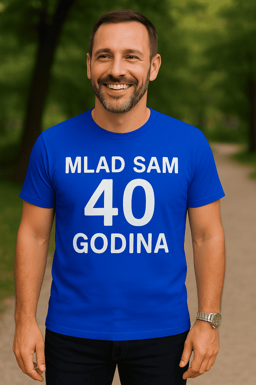- Mogući tekst ALT: Personalizirane majice za 40. rođendan, moderna i udobna sportska odjeća.
