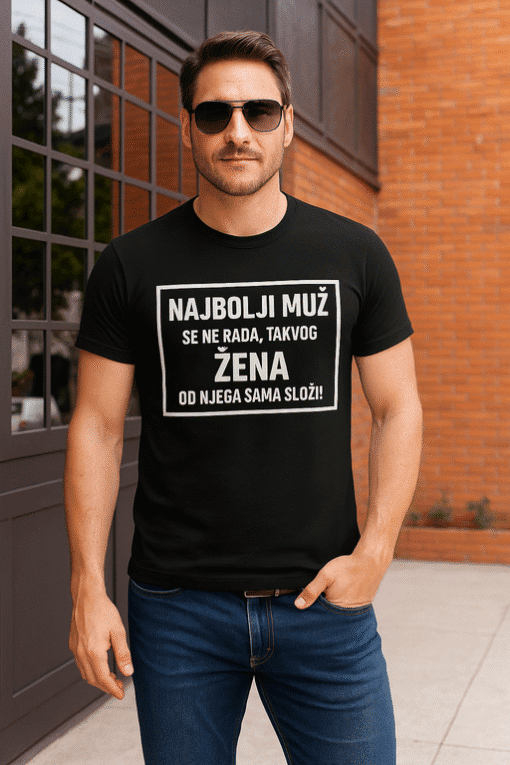 Muška majica s tiskom "Najbolji muškarac" za opciju i stil.