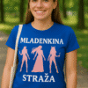 Jednobojna ženska majica s printom za promociju i marketing.