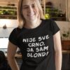 Crna majica s natpisom za žene, personalizirani print, modni trendovi optima.