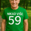 Svjetlo zelena majica s natpisom "Nikad više 59" za sport i rekreaciju optima sportska odjeća.