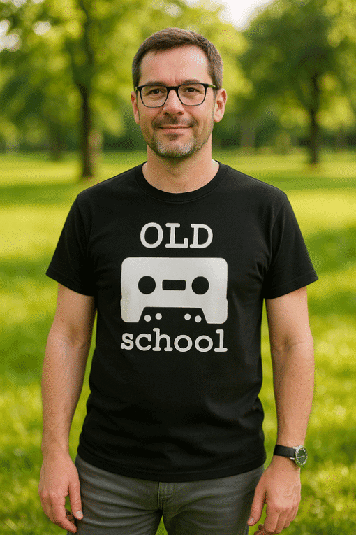 1. T-shirt s natpisom "Old School" za muškarce, udoban i originalan dizajn.