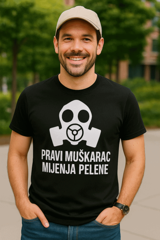 Udobna muška majica s natpisom, svakodnevni stil, kvalitetna odjeća za muškarce.