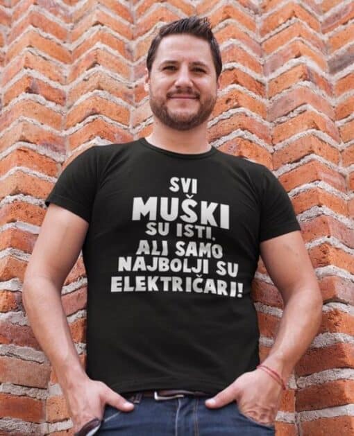 Muški T-shirt s printom, idealan za električare i moderne muškarce, komforan i kvalitetan dizajn.