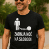 Plavi majica s natpisom, humor, i logo za poklon, otisak na majicama, sa sloganom "Zadnja noć na slobodi".