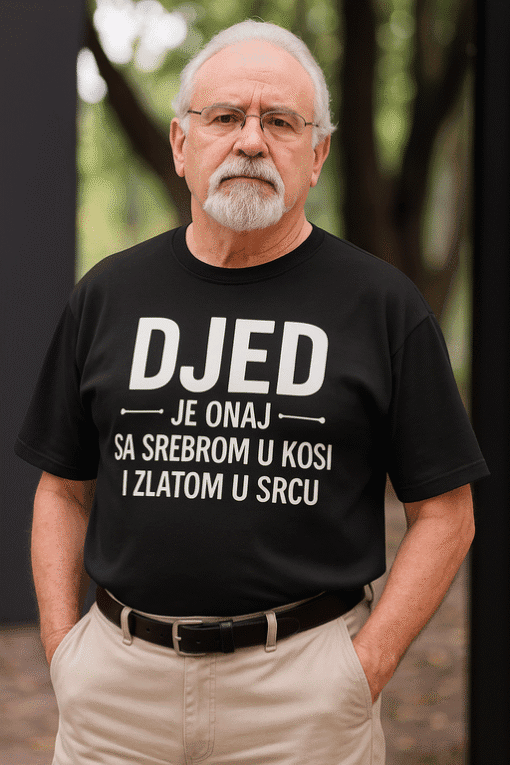 Smeđa majica s ispisom za Djedu, idealno za Božićne poklone.