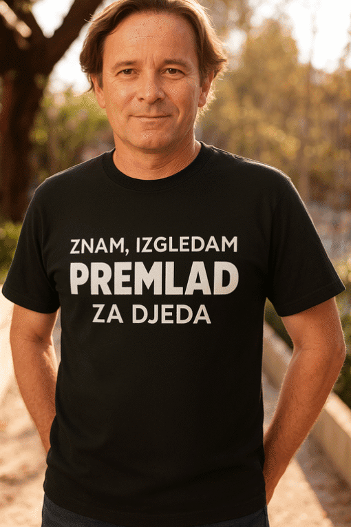 Prilagođene majice s natpisom za duhovnu šaljivost i originalnost, savršene za svakog muškarca. Idealne za poklon ili osobni stil.