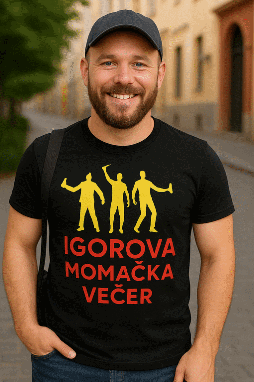 IGOROVA MOMKA VEČER logo majica, opcione majice za sportske događaje, personalizirane majice za događanja u optima kupnji.