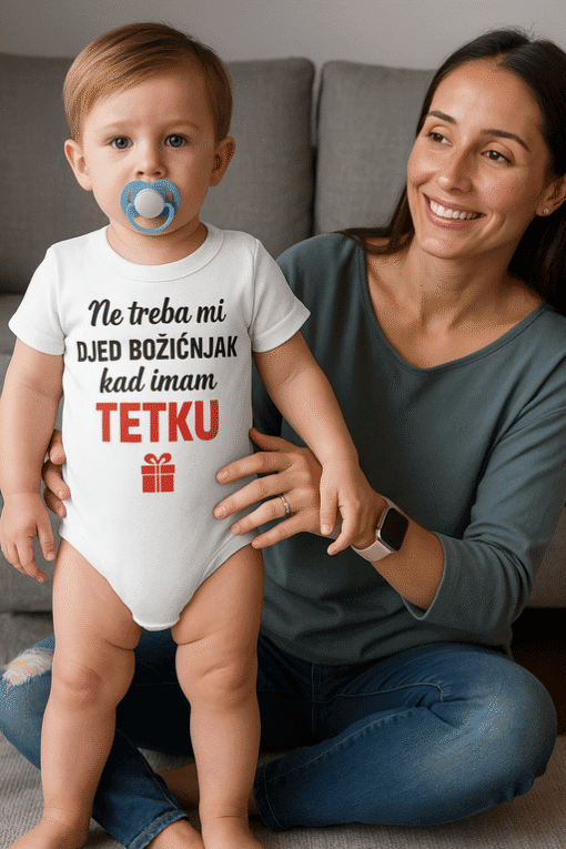 1. Slika dječjeg bodića s porukom za Božić, idealno za poklon.