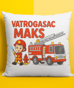 Vatrogasac Maks personalizirani jorgan za djecu, požarna zaštita, igračke i dekoracija dječje sobe.