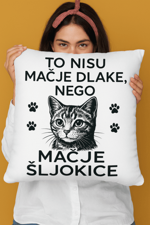 Mačje šljokice, personalizirani jastući s tekstom za ljubitelje mačaka.