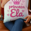 Prijedložak za jastuk s tekstom "princeza Ela" i ružičastom krunom, idealan za djevojčice.