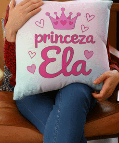 Prijedložak za jastuk s tekstom "princeza Ela" i ružičastom krunom, idealan za djevojčice.