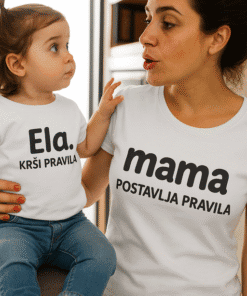 Maestra majica za mamu i dijete s porukama o pravilima.