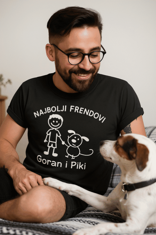 Prilagođeni tiskani majice s motivima za ljubitelje pasa i prijateljstva.