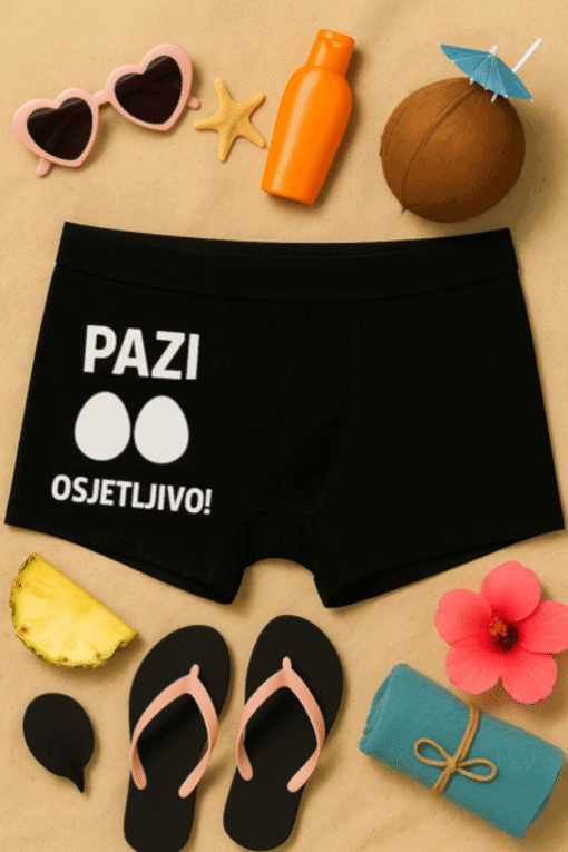 1. Široki boxerice za žene s natpisom, idealne za ljetne odmore i plažu.