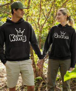 Kralj i kraljica hoodie majice za parove, originalni dizajn i kvalitetne tkanine.