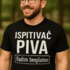 Bijela majica s natpisom Ispitivač piva, savršena za ljubitelje piva i promocije.