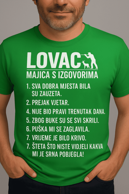 LOVAC majica s tekstom, humoristična, za zabavu i opuštanje, idealna za svakodnevnu nosivost.