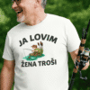 Riblja majica s natpisom "Ja volim ženu troši" za ljubitelje ribolova i zabave.
