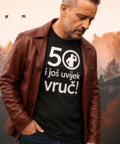 Prilagođena majica za muškarce s porukom 50 i uvijek vjeruj!.