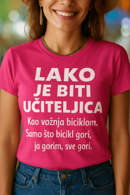 Vožnja biciklom, majica s porukom, edukacija učitelja, moderna odjeća,Top-majice, komercijalne majice.