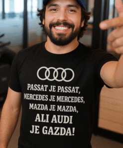 Audi majica s natpisom, uniseks, visoka kvaliteta, idealna za ljubitelje automobila i vožnje.
